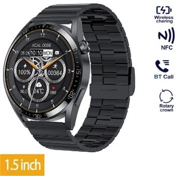 Луксозни мъжки смарт часовник със сензорен екран с пълен цикъл, Bluetooth-разговор, стоманена каишка, водоустойчив за Samsung Galaxy A02s HONOR Magic 5 Lite 