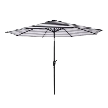 9 фута шарени отворен чадър за вътрешен двор с наклон, черно-бял чадър за двор, мебели за двор