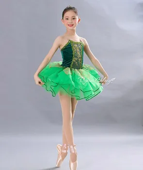 Балетна Танцова Пола За момичета, Зелена Училищната Танцова група, в Балетната Поличка, Детска Елегантна Професионална Балетна Танцова Пола