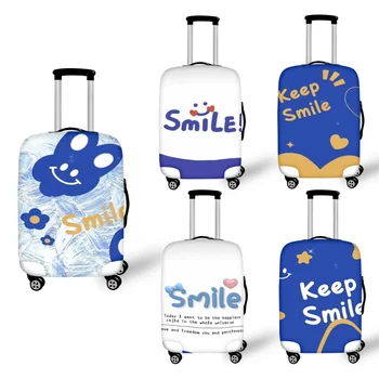 Модерен принт с израз на усмивка, защитни прахозащитен калъфи за багаж, еластичен водоустойчив калъф за куфара 18-32 инча, аксесоари за пътуване