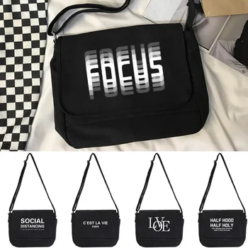 Модни дамски парусиновые чанти за рамо за младежта, ежедневни чанти през рамо с голям капацитет, чанти с текст принтом, чанти-незабавни посланици за жени