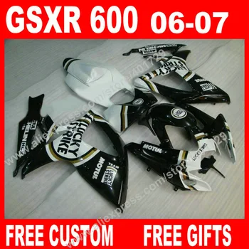 Пълен Обтекател за SUZUKI 2006 2007 лидер в продажбите на Мото GSXR 600 750 популярни черен, бял цвят K6 BACARDI GSXR600 GSXR750 комплект 7 подарък VN95