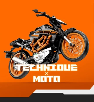 Нов 713001 Мотоциклет Технически 1:7 Модел градивните елементи на MOC на Състезателен Автомобил, Мотоциклет Комплекти Тухли Играчки За Детски Подаръци