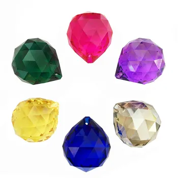 Многоцветен кристал фасетиран топка Crystal prism окачване призматичен топка Безплатна доставка Фън шуй X-ma