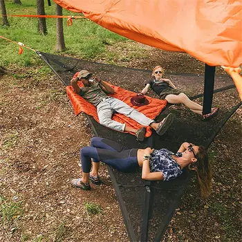 Въздушен триъгълни хамак за няколко души, преносим окото окото, въздушна палатка на едно дърво, мрежа за почивка, легло, хамак, туристически и къмпинг, билети за сън