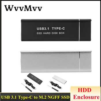 USB 3.1 Type-C до M. 2 NGFF SSD Мобилен Твърд Диск, Кутия за дискове 6 Gbit/с Външен Корпус Калъф за m2 SATA SSD USB 3.1 2260/2280