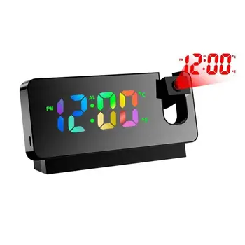 Въртене на 180 ° LED Цифров Прожекционен alarm clock USB Електронен Тавана Проектор Будилник за Спалня Нощни и Настолни Часовници