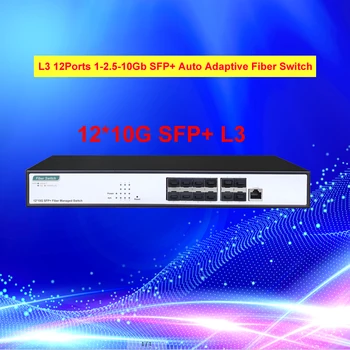 Оптичен мрежов комутатор 10 Gb 12 порта SFP + L3 Управление на IPV6 1000 М 2,5 Gbit/с Автоматична адаптация на