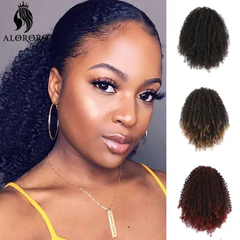 Alororo Синтетичен афро-пищна опашка, кратък извратени перуки, изкуствена коса за удължаване на косата в експозиции, изкуствена коса за жени