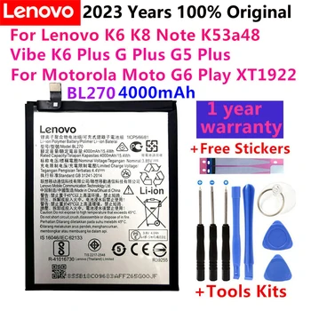 2023 Година 100% Оригинален 4000 ма BL270 Батерия За Lenovo K6 K8 Note K53a48 Vibe K6 Plus G Plus G5 Plus G6 Play XT1922 батерия