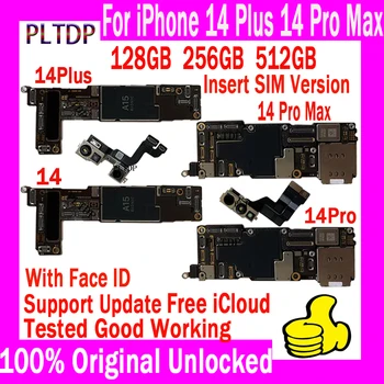 Безплатна дънна Платка iCloud За iPhone 14 14 Plus 14 Pro Max дънна Платка Без Идентификация на сметката Изпитана Добра Логическа такса 128 GB, 256 GB, 512 GB на Плоча