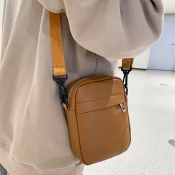 Мъжки Малка Чанта за Мобилен Телефон от Изкуствена Кожа, Студентски Ежедневна Чанта През Рамо за Почивка, Модни INS Лека Чанта-Месинджър за Момче