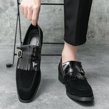 Нови ежедневни обувки с остри пръсти, без закопчалка, дизайн с катарама, чудесното качество на кожата, атмосферата висок клас