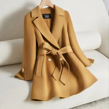 Камила Двустранно Кашемировое палто Дамско 2023 Зимата Ново Висококачествено Зимно Палто за Жени Вълна палто Дамско