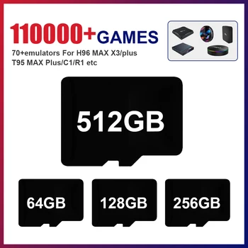 Игрална карта 70+ емулатори с 110000+ Игри, използвани за игралната конзола S905X3 H96 MAX X3/ plus/T95 MAX Plus/Hyper base C1/R1Video/TV BOX