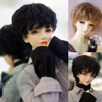 Куклен перука BJD 1-3 1-4 1-6 размер, симулиращ мохер, чисто черно златисто-кафяв, аксесоари за кукли