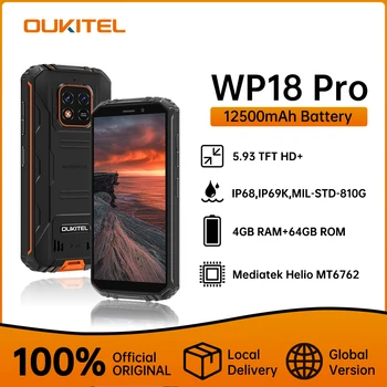 OUKITEL WP18 Pro IP68 Здрав Телефон MTK6762 Android 12 Смартфон с 4 + GB 64 GB 5,93 