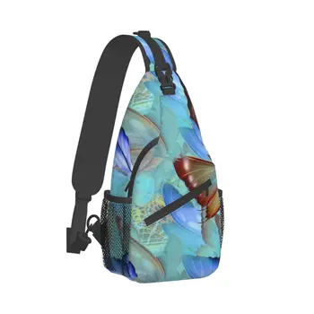 Чанта през рамо с придвижването на пеперуда, абстрактно изкуство, градинска дрехи, нагрудная чанта, мъжка велосипедна градинска чанта-прашка, чанти през рамо с принтом средно училище