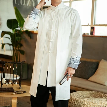 Градинска облекло Тънък костюм от епохата на Тан, палта за мъже 2022, мъжко бельо яке, черно дълго палто, хавлия в китайски стил Hanfu, ветровка Harujuku
