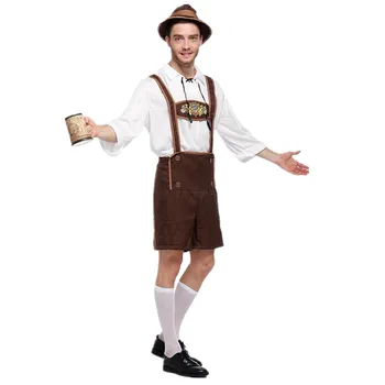 Баварски костюм за немска бира на Октоберфесте късометражни филми на подтяжках, мъжки костюм за cosplay на Хелоуин, мъжки костюм, за да Ледерхозена на Октоберфесте