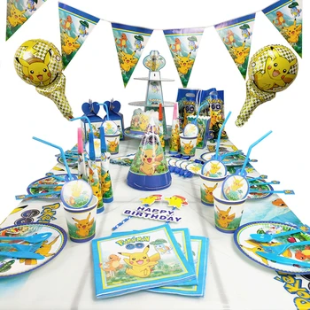 Pokemon джобни чудовища, украса за парти в чест на рождения ден, набор от играчки, фигурки аниме Пикачу, семейно парти, маса за хранене, играчка, подарък за дете