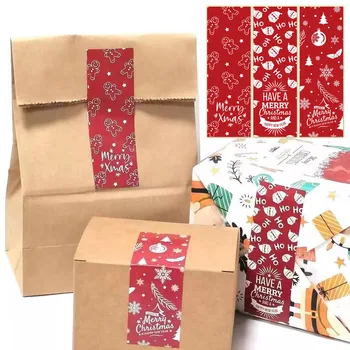 30-90 бр. сладки стикери-Коледа, 3 *9 см, червена коледен подарък, уплътнителни декоративни стикери, етикети за опаковане на кутии, коледни тагове