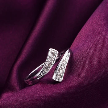 Нови очарователни пръстени от сребро 925 проба за жени с кристали, регулируем размер, модерен подарък за парти, годеж, сватба бижута