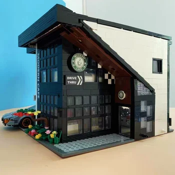 Street View серия MOC Coffee Shop Модулни Градивни елементи на 3D Модел на Тухли 84002 Модерно Кафене Ъглови Играчки За Момчета 10182 86005