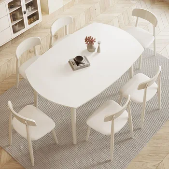 Бял водоустойчив маса за хранене с Модерен дизайн хола, маса за хранене със скандинавски минималистичном стил, мебели за дома De Mesa Comedor