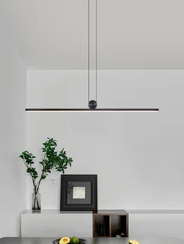 Модерни минималистичные полилей за трапезария, скандинавски минималистичен начало декор, черно лампа за масата за хранене с директна външна линия, дълга лампа