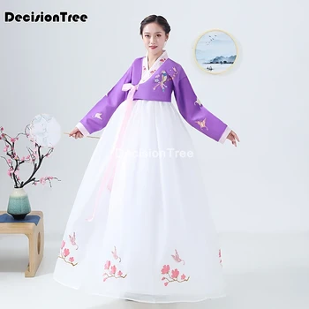2023, корейска народно дрехи за жени, дрехи ханбок, рокля за изказвания, азиатски традиционни корейски костюми, дамски цветна бродерия