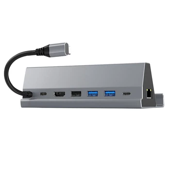 За парна палубата зарядно устройство за телевизора Базова поставка hub докинг станция C USB към RJ45 Ethernet, HDMI-съвместим USB3.0 за парна палубата
