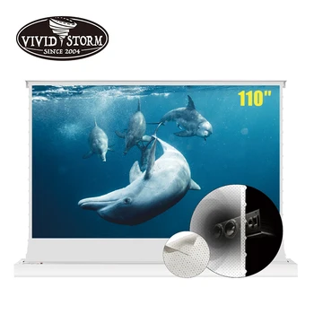 VIVIDSTORM електрически проекторный екран 110 см с поставка, звуково перфориран бял материал за киното HD проектор