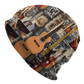 Шестиструнный инструмент, черепа, шапки, шапки, електрическа китара, тънка шапка, есенно-пролетни шапки-абсорбатори, мъжки и дамски ски шапка унисекс