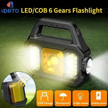 Преносим слънчев фенерче Водоустойчив led/COB 6 степенна, суперлегкий мощен фенер, USB акумулаторна лампа за къмпинг