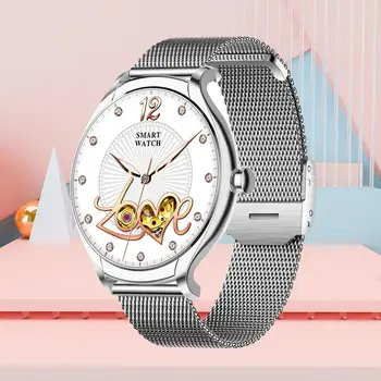 Най-добрите умни часовници за жени: Кръгла екран с тясна рамка, свързване на един клик, спортни водоустойчив, гривна за повикване чрез Bluetooth - T