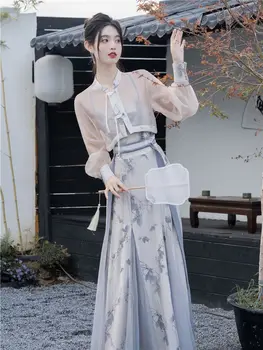 2023 лятна рокля в ретро стил, шифоновое рокля с ориенталски националното цвете на жената на новите китайски рокля в ориенталски стил, по-добро облекло hanfu
