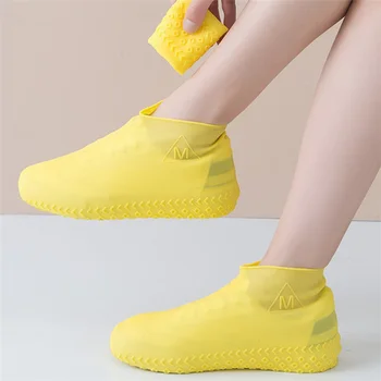 1 чифт непромокаеми силиконови калъфи за обувки унисекс, цветни протектори, непромокаеми обувки за черни дни на улицата, за многократна употреба бахилы