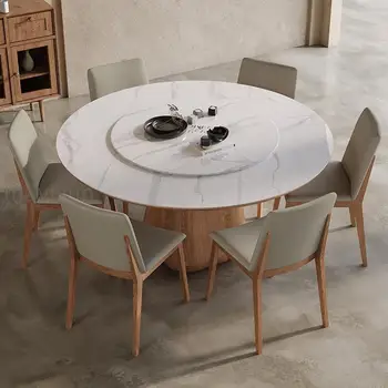 Дървена стабилна каменна плоча за масата в трапезарията с дебелина 12 мм и поддържаща плоча с дебелина 18 мм, маса, кръгла въртяща се маса, кухненски мебели